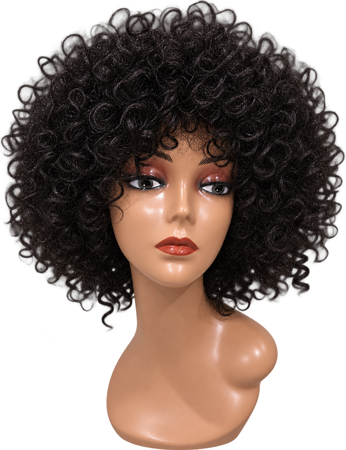 Peruca média afro cacheado preto
